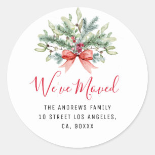 Wir haben Urlaub Blumenbezug neue Adresse Aufklebe Runder Aufkleber