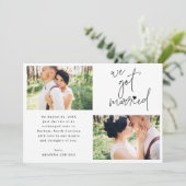 Wir haben Verheiratete 2-Foto-Script-Heart-Hochzei Ankündigung (Stehend Vorderseite)