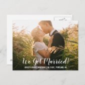 Wir haben verheiratete Ankündigung auf der Postkar (Vorne/Hinten)