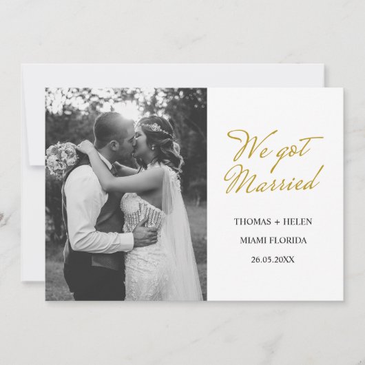 Wir haben verheiratete Hochzeitsankündigung got Einladung (Vorderseite)