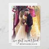 Wir haben Verheiratete, moderne Script Overlay Fot Dankeskarte (Vorne/Hinten)