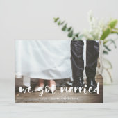 Wir haben verheiratete, moderne Skriptfotokarte go Ankündigung (Stehend Vorderseite)