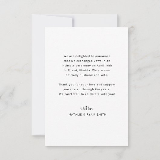 wir haben verheiratete Schwarz-Weiß-Hochzeitsankün (Rückseite)