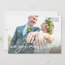 Wir haben Verheiratete Skripttypografie und Foto-A