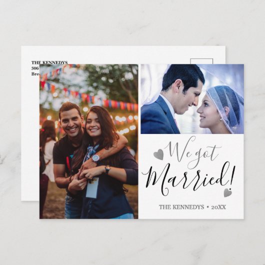 Wir haben Verheirateten 2 Foto Hochzeitsankündigun Ankündigungspostkarte (Vorne/Hinten)