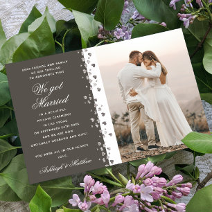 Wir haben Verheirateten Glitzer Herz Foto Grau Got Einladung