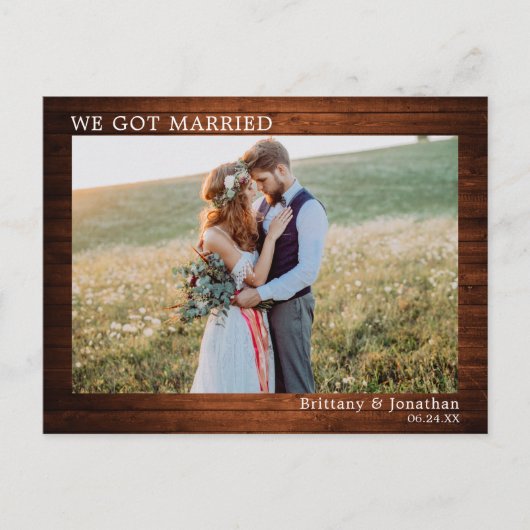 Wir haben Verheiratetes Holz Minimalistisch einfac Postkarte (Vorderseite)