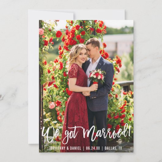 Wir haben Verheiratetes Pinsel-Script-Foto Got Ankündigung (Vorderseite)