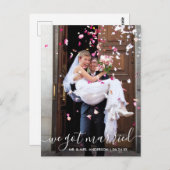 Wir haben Verheiratetes Trendy Modern Script Foto  Postkarte (Vorne/Hinten)
