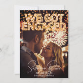 Wir haben Verlobtes Neon Lights Foto Got Save The Date (Vorderseite)