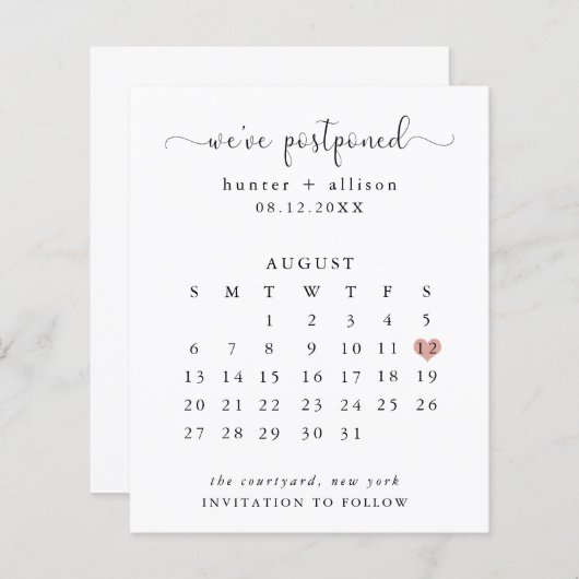 Wir haben verschoben | Kalender Save the Date (Vorne/Hinten)