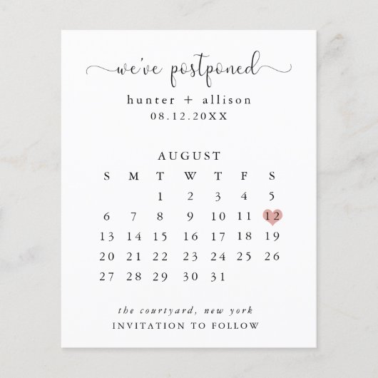 Wir haben verschoben | Kalender Save the Date (Vorderseite)