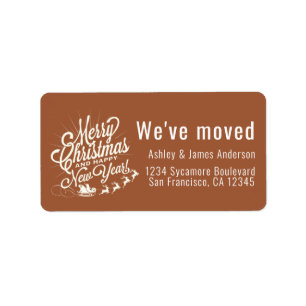 Wir haben Vintage Weihnachten Urlaub Neue Adresse Adressaufkleber