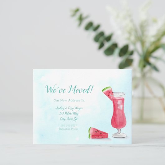 Wir haben Wasserfarbe Wasser Wassermelone Drink Ankündigungspostkarte (Stehend Vorderseite)