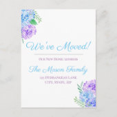 Wir haben Wasserfarben-Hydrangeas-neue Adresse ver Ankündigungspostkarte (Vorderseite)