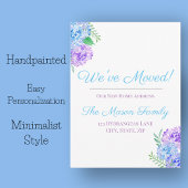 Wir haben Wasserfarben-Hydrangeas-neue Adresse ver Ankündigungspostkarte