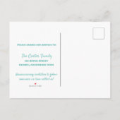 Wir haben Wasserfarbenbewegungsboxen und Wohnzimme Ankündigungspostkarte (Rückseite)