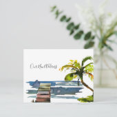 Wir haben Wasserfront Dock Palm Tree neue Adresse Ankündigungspostkarte (Stehend Vorderseite)