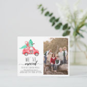 Wir haben Weihnachts-Auto-Foto-Feiertage-Bewegung Ankündigungspostkarte (Stehend Vorderseite)