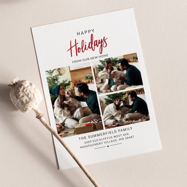 Wir haben Weihnachts Familie Foto Collage Urlaub v (Christmas Holidays Family Photo Collage Moving Announcement)