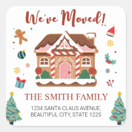 Wir haben Weihnachtsbaum neue Adresse verschoben Quadratischer Aufkleber