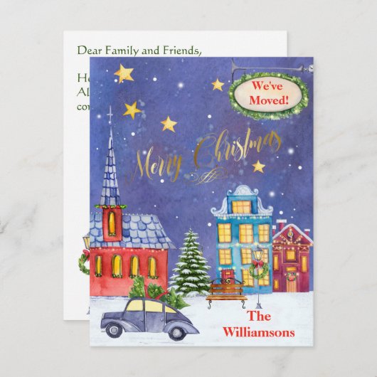 Wir haben Weihnachtsdorf-Flat Move verschoben Ankündigung (Vorne/Hinten)