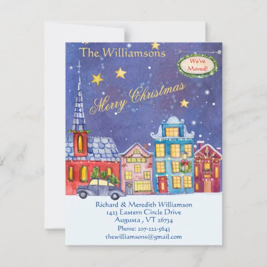 Wir haben Weihnachtsdorf-Flat Move verschoben Ankündigung (Vorderseite)