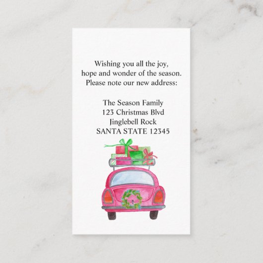 Wir haben Weihnachtswagen umgezogen Begleitkarte (Rückseite)