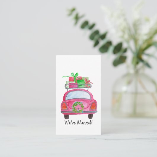 Wir haben Weihnachtswagen umgezogen Begleitkarte (Stehend Vorderseite)