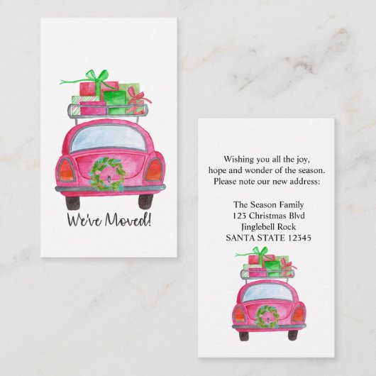 Wir haben Weihnachtswagen umgezogen Begleitkarte (Vorne/Hinten)