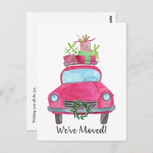 Wir haben Weihnachtswagen umgezogen Postkarte (Vorne/Hinten)