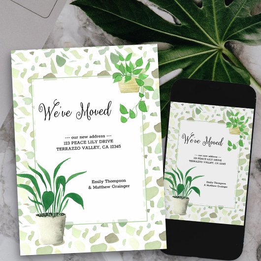 Wir haben Wohnpflanzen und Terrazzo-Bewegung umgez Ankündigung