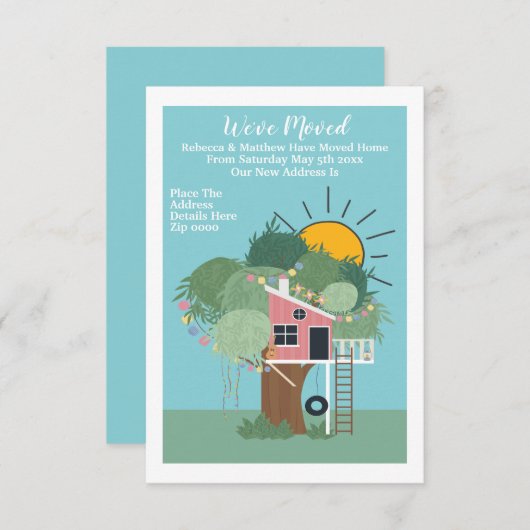 Wir haben Zuhause Baumhaus und Sonne verschoben Ankündigung (Vorne/Hinten)