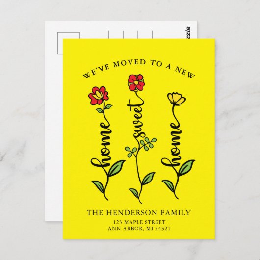 Wir haben Zuhause Sweet Zuhause Moving Ankündigung Postkarte (Vorne/Hinten)