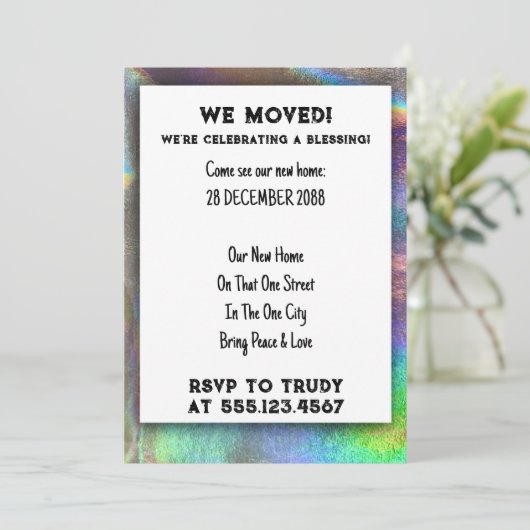 Wir haben Zuhause verschoben, um das Party der Erw Einladung (Stehend Vorderseite)