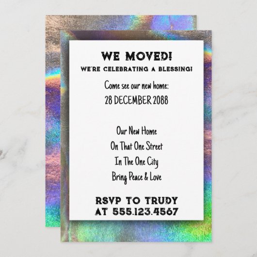 Wir haben Zuhause verschoben, um das Party der Erw Einladung (Vorne/Hinten)