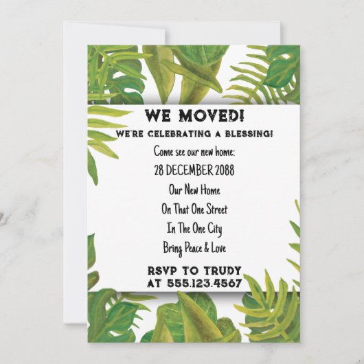 Wir haben Zuhause verschoben, um das Party der Erw Einladung (Vorderseite)