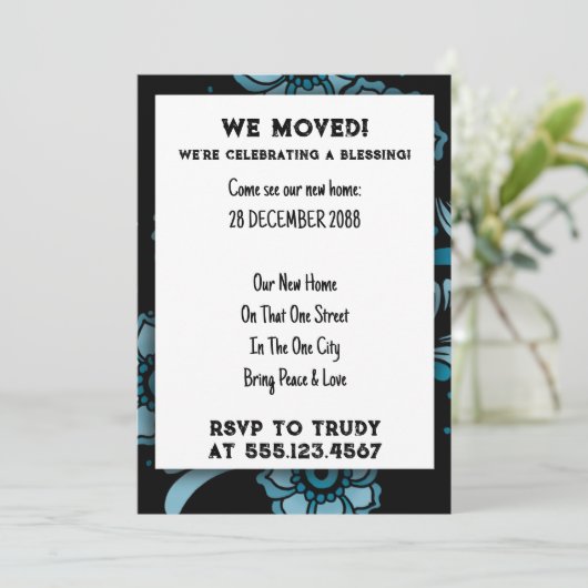 Wir haben Zuhause verschoben, um das Party der Erw Einladung (Stehend Vorderseite)