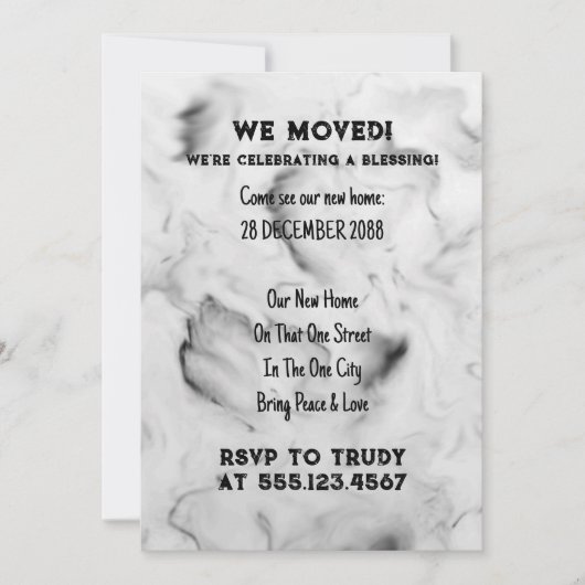 Wir haben Zuhause verschoben, um das Party der Erw Einladung (Vorderseite)