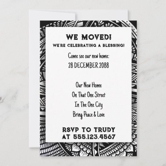 Wir haben Zuhause verschoben, um das Party der Erw Einladung (Vorderseite)