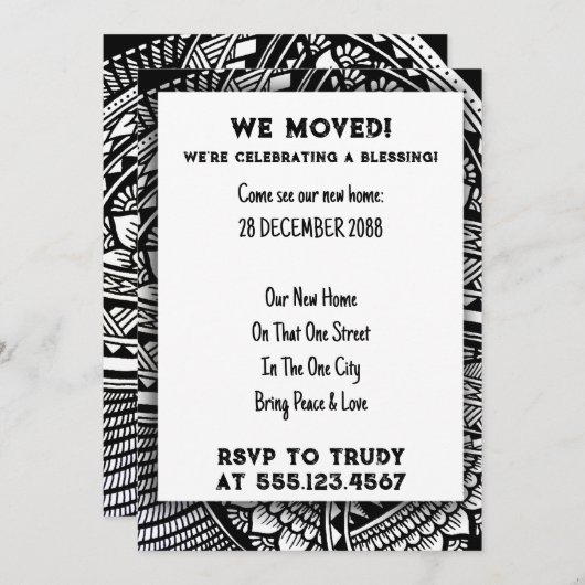 Wir haben Zuhause verschoben, um das Party der Erw Einladung (Vorne/Hinten)