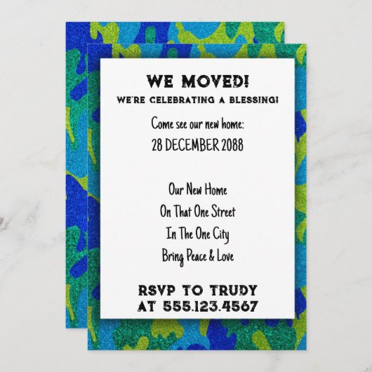 Wir haben Zuhause verschoben, um das Party der Erw Einladung (Vorne/Hinten)