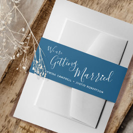 Wir heiraten eine dunkelblaue Hochzeit Einladungsbanderole