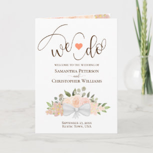 Wir heiraten! Elegante Korallen-Fuchsien-Boho-Rose Programm