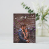 Wir heiraten Foto Hochzeit speichern das Datum Ankündigungspostkarte (Stehend Vorderseite)