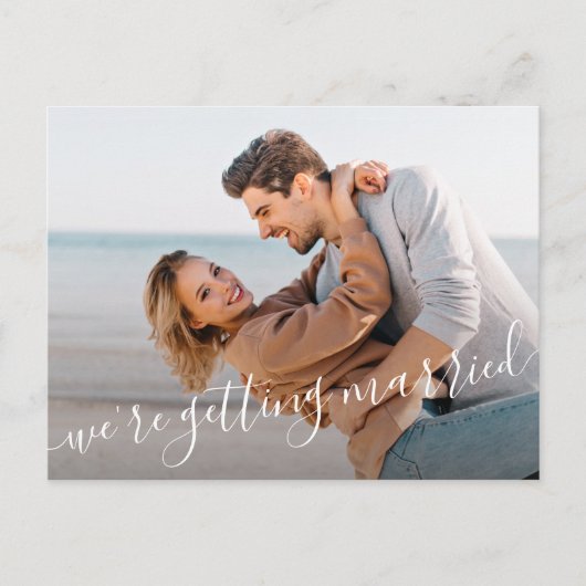 Wir heiraten Foto Hochzeit speichern das Datum Ankündigungspostkarte (Vorderseite)