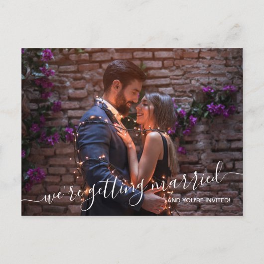 Wir heiraten Foto Hochzeit speichern das Datum Ankündigungspostkarte (Vorderseite)