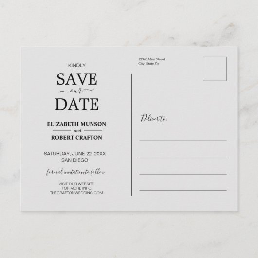 Wir heiraten Foto Hochzeit speichern das Datum Ankündigungspostkarte (Rückseite)