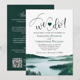 Wir heiraten! Friedensvoller Bergsee QR-Code Hochz Einladung
