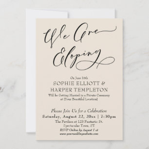 Wir heiraten heimlich, einfache elegante Creme-Fei Einladung